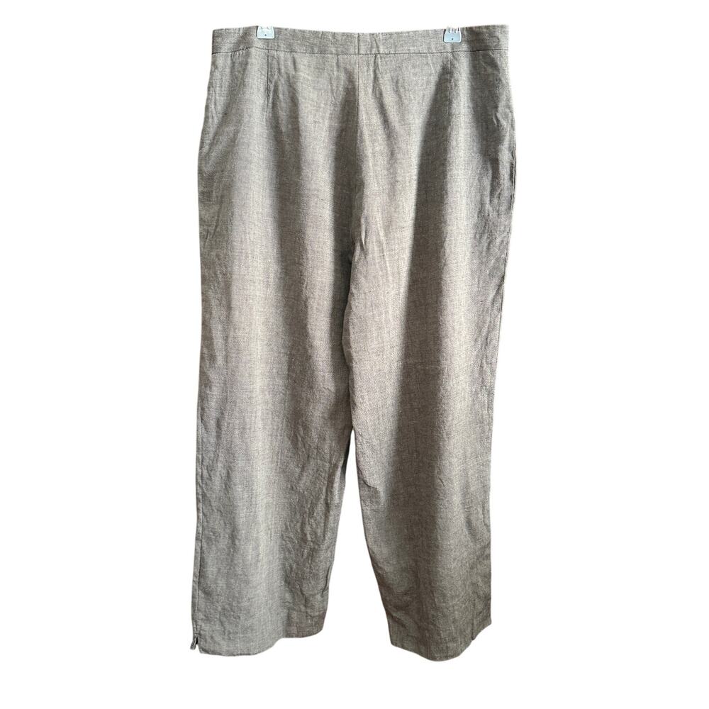 90s Vintage RENE LEZARD Bergdorf Goodman Gray Linen Wide Leg Ankle Pants 42 / 10